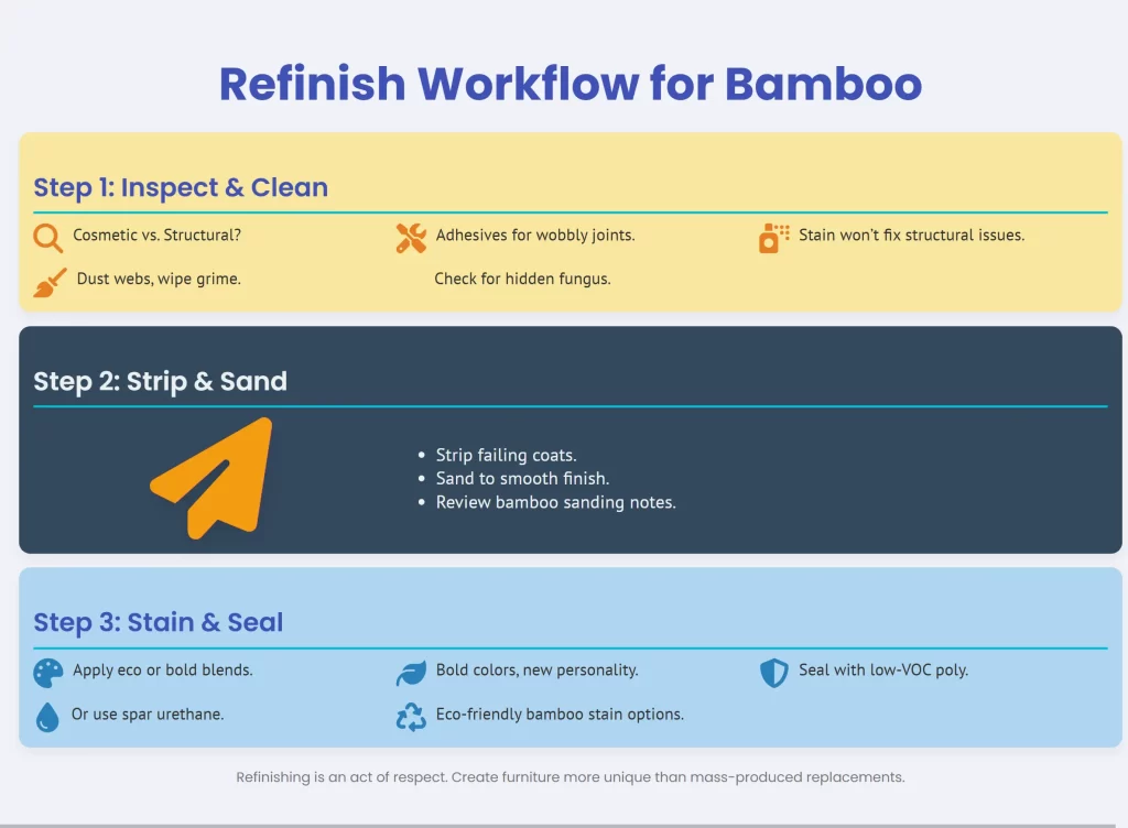 bamboo furniture refinishing - refinish workflow