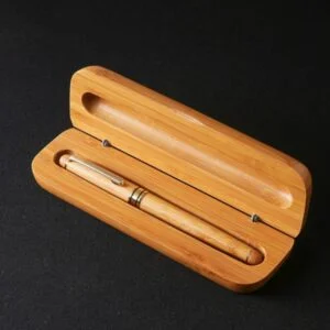 Handcrafted Bamboo Ballpoint Pen with Wooden Gift Box - Natural Wood Writing Pen, Eco-Friendly Executive Pen, Premium Business Gift for Men Women, Personalized Corporate Gifts, Engraving Ready - 0.5mm Black Ink