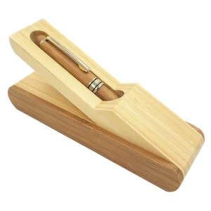 Handcrafted Bamboo Fountain Pen with Wooden Display Case - Natural Wood Calligraphy Pen, Gold Trim Signature Pen, Luxury Writing Set, Executive Gift for Men Women, Refillable Ink Pen, Perfect for Journaling